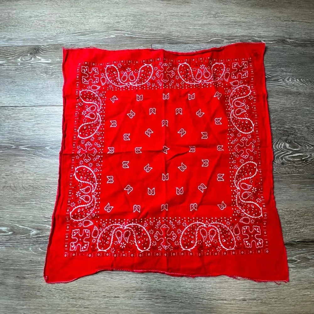 Wamcraft 80s Bandana Unisex OS Red Vintage Paisley Made in USA Cotton Scarf AP52